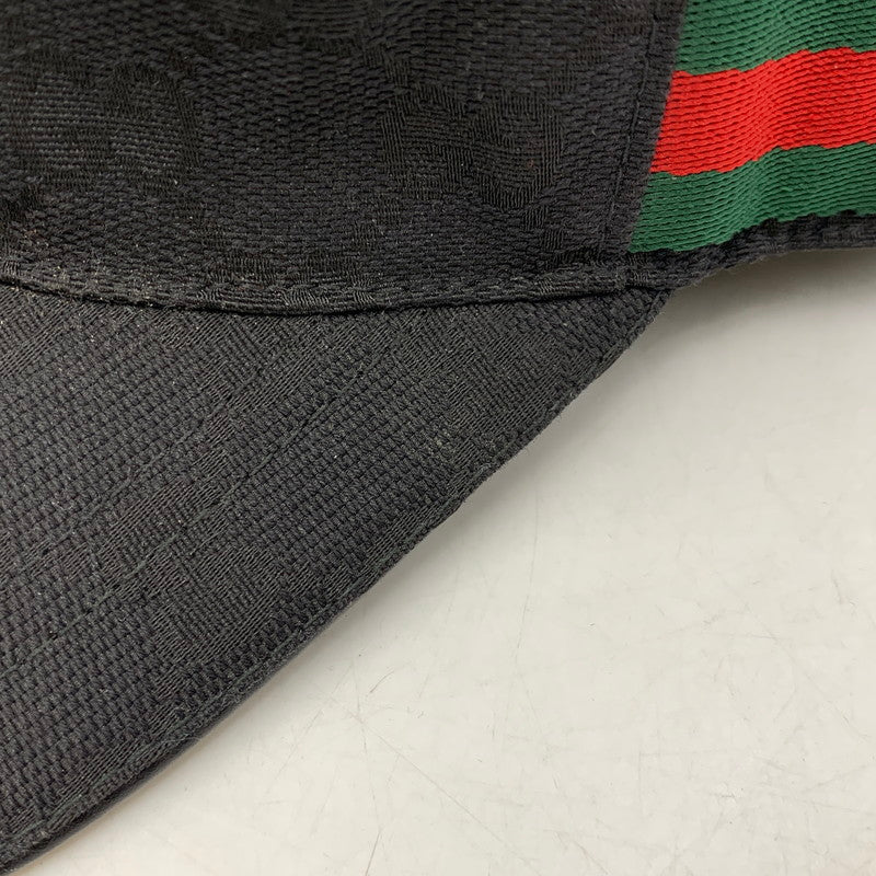 【中古品】【メンズ/レディース】 GUCCI グッチ 200035 KQWBG ORIGINAL GG CANVAS BASEBALL HAT オリジナル ジージー キャンバス ベースボール ハット キャップ 帽子 183-260805-cs-02-izu サイズ：M カラー：ブラック 万代Net店