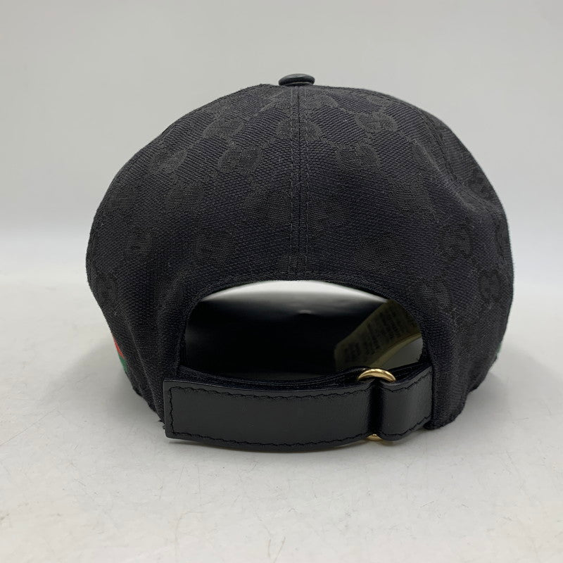 【中古品】【メンズ/レディース】 GUCCI グッチ 200035 KQWBG ORIGINAL GG CANVAS BASEBALL HAT オリジナル ジージー キャンバス ベースボール ハット キャップ 帽子 183-260805-cs-02-izu サイズ：M カラー：ブラック 万代Net店