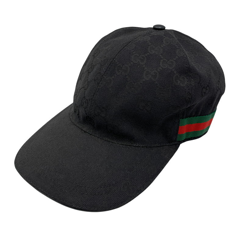 【中古品】【メンズ/レディース】 GUCCI グッチ 200035 KQWBG ORIGINAL GG CANVAS BASEBALL HAT オリジナル ジージー キャンバス ベースボール ハット キャップ 帽子 183-260805-cs-02-izu サイズ：M カラー：ブラック 万代Net店