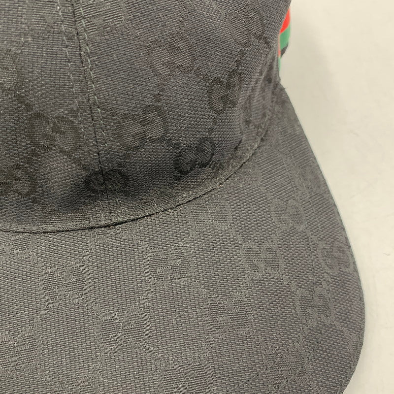 【中古品】【メンズ/レディース】 GUCCI グッチ 200035 KQWBG ORIGINAL GG CANVAS BASEBALL HAT オリジナル ジージー キャンバス ベースボール ハット キャップ 帽子 183-260805-cs-02-izu サイズ：M カラー：ブラック 万代Net店