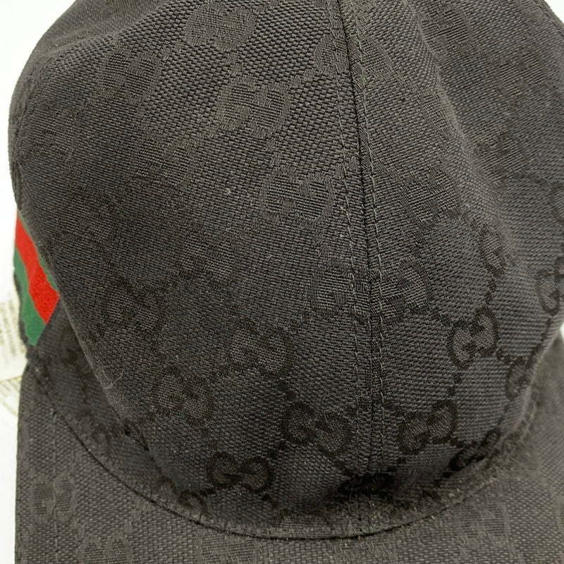 【中古品】【メンズ/レディース】 GUCCI グッチ 200035 KQWBG ORIGINAL GG CANVAS BASEBALL HAT オリジナル ジージー キャンバス ベースボール ハット キャップ 帽子 183-260805-cs-02-izu サイズ：M カラー：ブラック 万代Net店