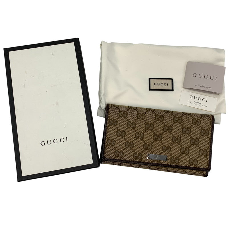 【中古品】【メンズ/レディース】 GUCCI グッチ 244946 GG CANVAS LONG WALLET ジージー キャンバス ロング　ウォレット 財布 長財布 181-260805-cs-08-izu カラー：ブラウン 万代Net店