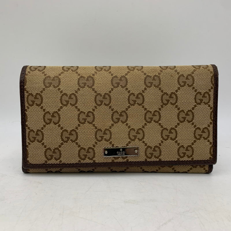 【中古品】【メンズ/レディース】 GUCCI グッチ 244946 GG CANVAS LONG WALLET ジージー キャンバス ロング　ウォレット 財布 長財布 181-260805-cs-08-izu カラー：ブラウン 万代Net店