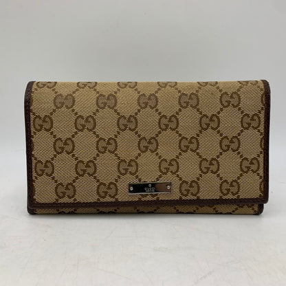 【中古品】【メンズ/レディース】 GUCCI グッチ 244946 GG CANVAS LONG WALLET ジージー キャンバス ロング　ウォレット 財布 長財布 181-260805-cs-08-izu カラー：ブラウン 万代Net店