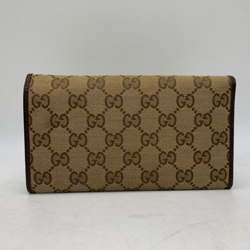 【中古品】【メンズ/レディース】 GUCCI グッチ 244946 GG CANVAS LONG WALLET ジージー キャンバス ロング　ウォレット 財布 長財布 181-260805-cs-08-izu カラー：ブラウン 万代Net店