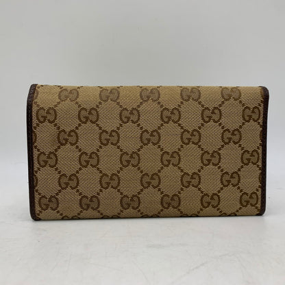 【中古品】【メンズ/レディース】 GUCCI グッチ 244946 GG CANVAS LONG WALLET ジージー キャンバス ロング　ウォレット 財布 長財布 181-260805-cs-08-izu カラー：ブラウン 万代Net店