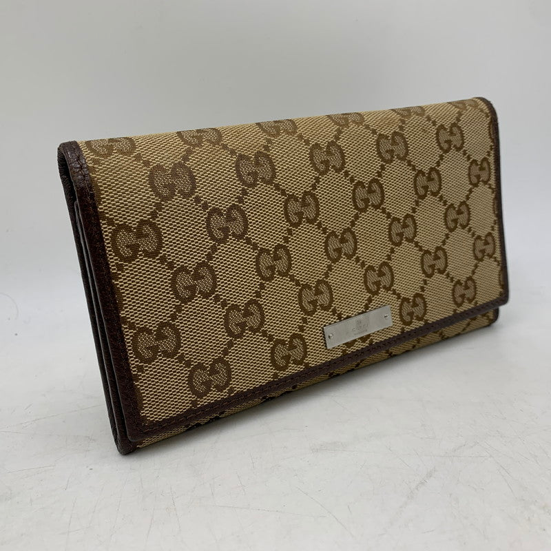 【中古品】【メンズ/レディース】 GUCCI グッチ 244946 GG CANVAS LONG WALLET ジージー キャンバス ロング　ウォレット 財布 長財布 181-260805-cs-08-izu カラー：ブラウン 万代Net店