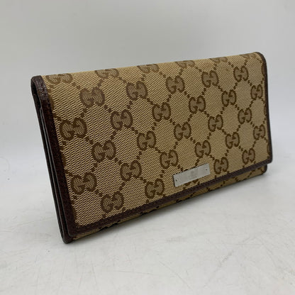 【中古品】【メンズ/レディース】 GUCCI グッチ 244946 GG CANVAS LONG WALLET ジージー キャンバス ロング　ウォレット 財布 長財布 181-260805-cs-08-izu カラー：ブラウン 万代Net店