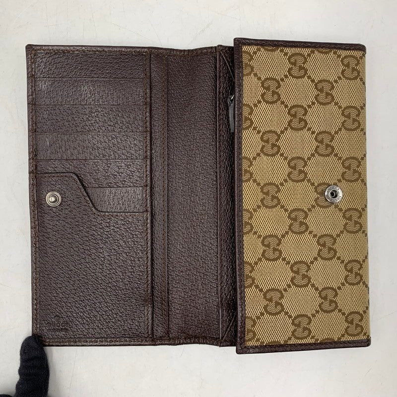 【中古品】【メンズ/レディース】 GUCCI グッチ 244946 GG CANVAS LONG WALLET ジージー キャンバス ロング　ウォレット 財布 長財布 181-260805-cs-08-izu カラー：ブラウン 万代Net店