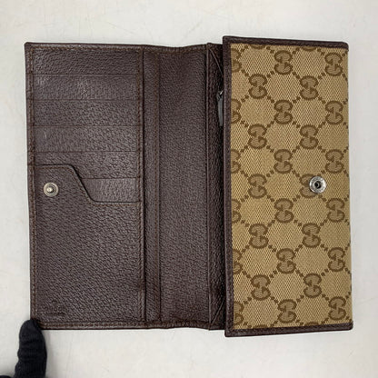 【中古品】【メンズ/レディース】 GUCCI グッチ 244946 GG CANVAS LONG WALLET ジージー キャンバス ロング　ウォレット 財布 長財布 181-260805-cs-08-izu カラー：ブラウン 万代Net店