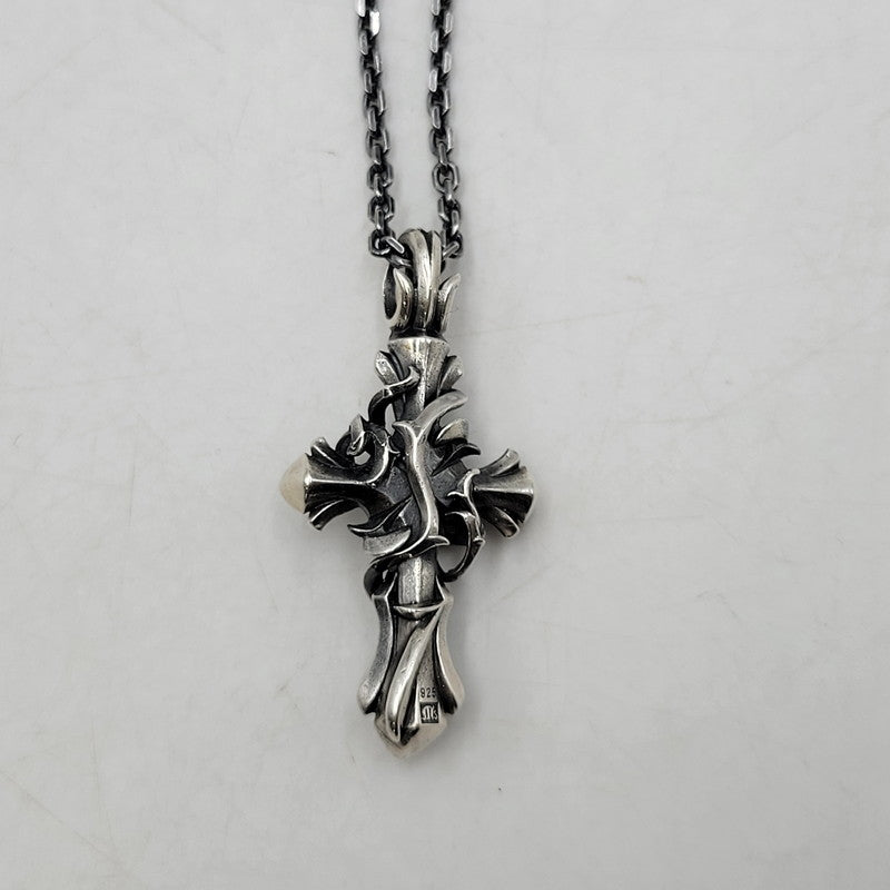 【中古品】【メンズ/レディース】 M'S COLLECTION エムズコレクション THORN CROSS PENDANT NECKLACE M XP-015 925 ソーン クロス ペンダント ネックレス M アクセサリー 192-260805-ay-16-izu カラー：シルバー 万代Net店