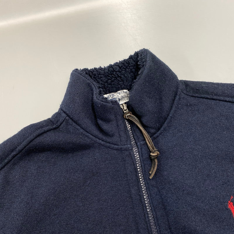【現状渡し品】【メンズ】 POLO BY RALPH LAUREN ポロバイラルフローレン ELBOW PATCH BOA LINER FLEECE JACKET エルボー パッチ ボア ライナー フリース ジャケット 146-260805-yn-07-izu サイズ：M カラー：ネイビー 万代Net店