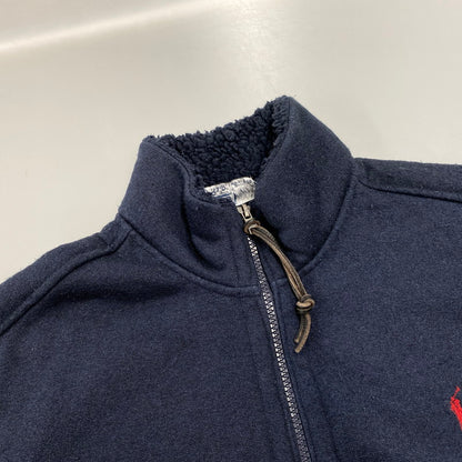【現状渡し品】【メンズ】 POLO BY RALPH LAUREN ポロバイラルフローレン ELBOW PATCH BOA LINER FLEECE JACKET エルボー パッチ ボア ライナー フリース ジャケット 146-260805-yn-07-izu サイズ：M カラー：ネイビー 万代Net店