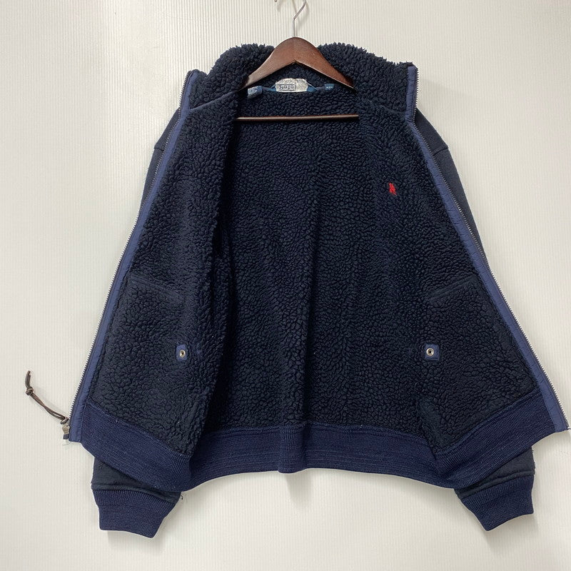 【現状渡し品】【メンズ】 POLO BY RALPH LAUREN ポロバイラルフローレン ELBOW PATCH BOA LINER FLEECE JACKET エルボー パッチ ボア ライナー フリース ジャケット 146-260805-yn-07-izu サイズ：M カラー：ネイビー 万代Net店