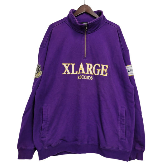 【現状渡し品】【メンズ】 XLARGE エクストララージ 101224012014 XL RECORDS HALF ZIP PULLOVER SWEAT レコーズ ハーフ ジップ プルオーバー スウェット トップス 142-260812-kh-07-izu サイズ：XL カラー：パープル 万代Net店