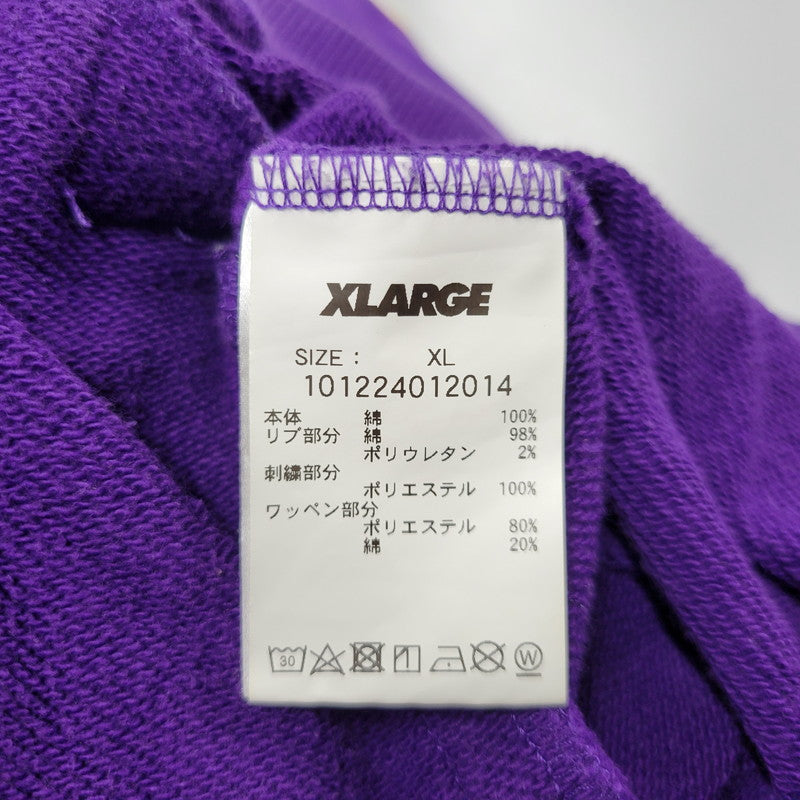 【現状渡し品】【メンズ】 XLARGE エクストララージ 101224012014 XL RECORDS HALF ZIP PULLOVER SWEAT レコーズ ハーフ ジップ プルオーバー スウェット トップス 142-260812-kh-07-izu サイズ：XL カラー：パープル 万代Net店