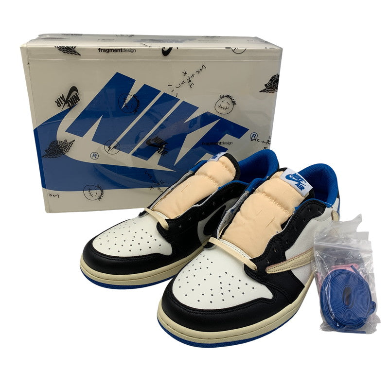 【中古美品】【メンズ】 NIKE ナイキ × TRAVIS SCOTT トラヴィス スコット × FRAGMENT DESIGN フラグメントデザイン AIR JORDAN 1 LOW OG SP DM7866-140 エアジョーダン1 スニーカー 靴 160-260806-as-26-izu サイズ：28cm カラー：SAIL/MILITARY BLUE-BLACK 万代Net店