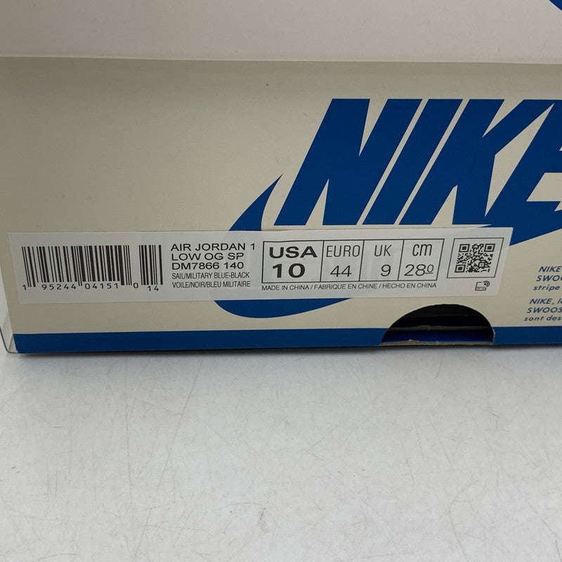 【中古美品】【メンズ】 NIKE ナイキ × TRAVIS SCOTT トラヴィス スコット × FRAGMENT DESIGN フラグメントデザイン AIR JORDAN 1 LOW OG SP DM7866-140 エアジョーダン1 スニーカー 靴 160-260806-as-26-izu サイズ：28cm カラー：SAIL/MILITARY BLUE-BLACK 万代Net店