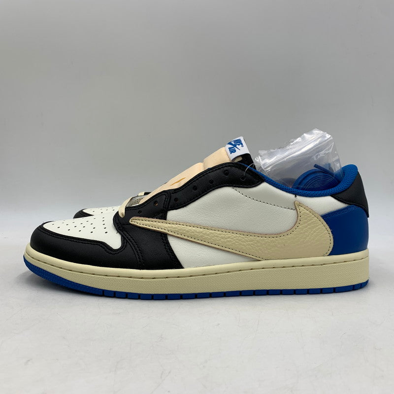 【中古美品】【メンズ】 NIKE ナイキ × TRAVIS SCOTT トラヴィス スコット × FRAGMENT DESIGN フラグメントデザイン AIR JORDAN 1 LOW OG SP DM7866-140 エアジョーダン1 スニーカー 靴 160-260806-as-26-izu サイズ：28cm カラー：SAIL/MILITARY BLUE-BLACK 万代Net店