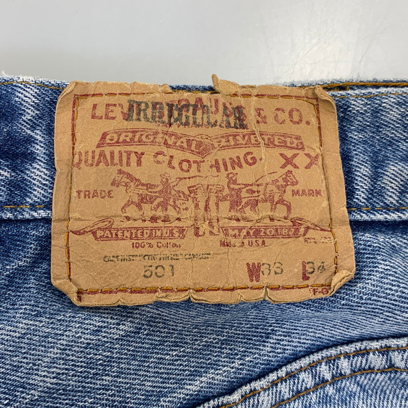 【中古品】【メンズ】 LEVI'S リーバイス USA製 IRREGULARスタンプ 501 DENIM PANTS デニム パンツ ボトムス ズボン 157-260814-cs-14-izu サイズ：W33 L34 カラー：インディゴ 万代Net店