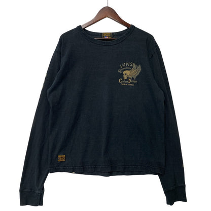 【中古品】【メンズ】 VANSON バンソン MADE IN CALIFORNIA SKULL WING PRINT LS TEE スカル ウィング プリント ロングスリーブ Tシャツ トップス 長袖 145-260812-cs-24-izu サイズ：L カラー：ブラック 万代Net店