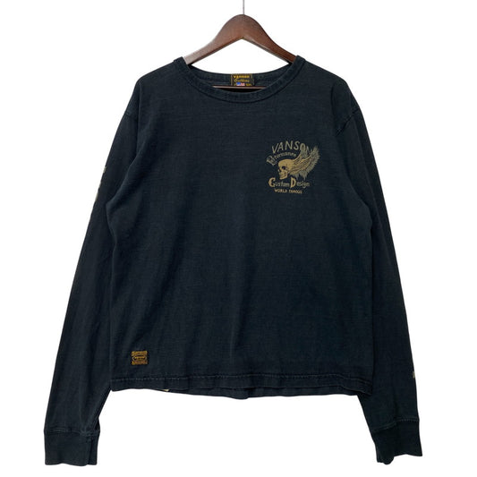 【中古品】【メンズ】 VANSON バンソン MADE IN CALIFORNIA SKULL WING PRINT LS TEE スカル ウィング プリント ロングスリーブ Tシャツ トップス 長袖 145-260812-cs-24-izu サイズ：L カラー：ブラック 万代Net店