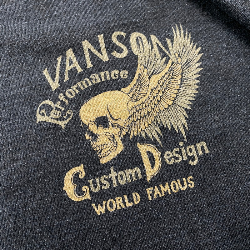 【中古品】【メンズ】 VANSON バンソン MADE IN CALIFORNIA SKULL WING PRINT LS TEE スカル ウィング プリント ロングスリーブ Tシャツ トップス 長袖 145-260812-cs-24-izu サイズ：L カラー：ブラック 万代Net店