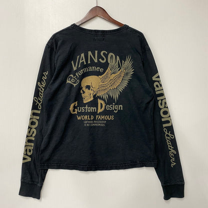 【中古品】【メンズ】 VANSON バンソン MADE IN CALIFORNIA SKULL WING PRINT LS TEE スカル ウィング プリント ロングスリーブ Tシャツ トップス 長袖 145-260812-cs-24-izu サイズ：L カラー：ブラック 万代Net店