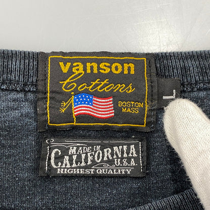 【中古品】【メンズ】 VANSON バンソン MADE IN CALIFORNIA SKULL WING PRINT LS TEE スカル ウィング プリント ロングスリーブ Tシャツ トップス 長袖 145-260812-cs-24-izu サイズ：L カラー：ブラック 万代Net店