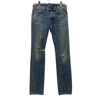 【中古品】【メンズ】 SAINT LAURENT サンローラン 551351 Y969T D18 SLIM LOW WAIST DAMAGE DENIM PANTS スリム ロウ ウエスト ダメージ デニム パンツ 152-260806-yn-13-izu サイズ：W30 カラー：インディゴ 万代Net店