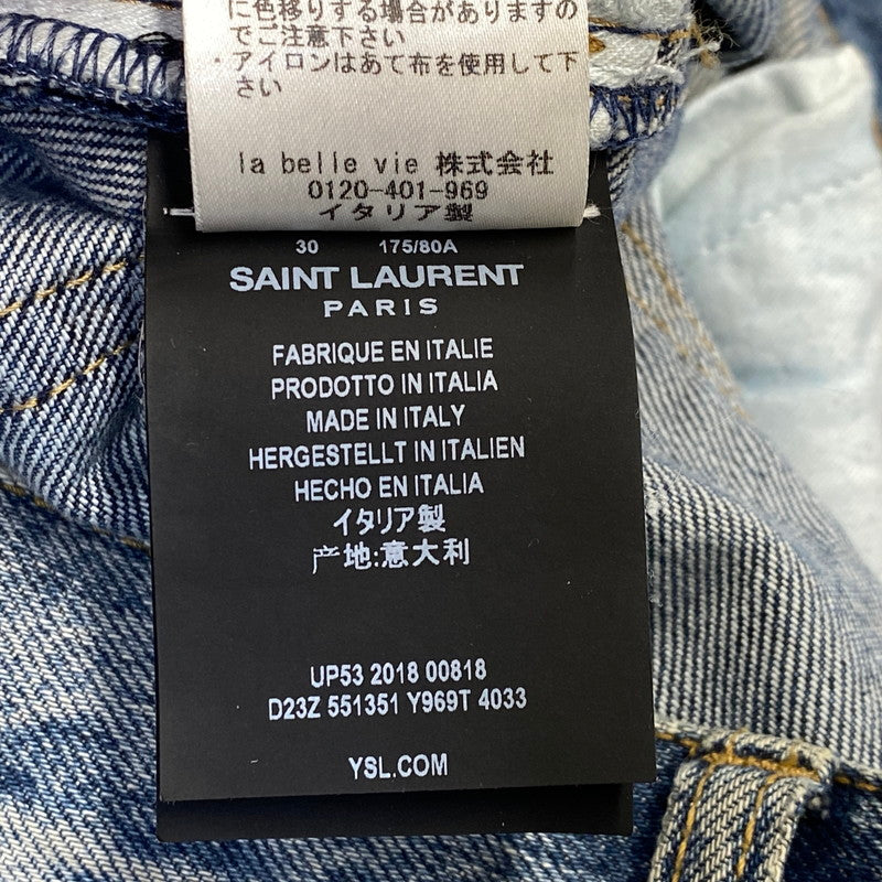 【中古品】【メンズ】 SAINT LAURENT サンローラン 551351 Y969T D18 SLIM LOW WAIST DAMAGE DENIM PANTS スリム ロウ ウエスト ダメージ デニム パンツ 152-260806-yn-13-izu サイズ：W30 カラー：インディゴ 万代Net店