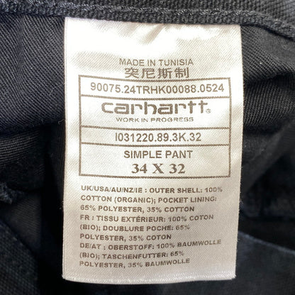 【中古品】【メンズ】 CARHARTT WIP カーハートダブリューアイピー I031220 SIMPLE PANTS シンプル パンツ ボトムス 153-260806-yn-14-izu サイズ：34×32 カラー：ブラック 万代Net店
