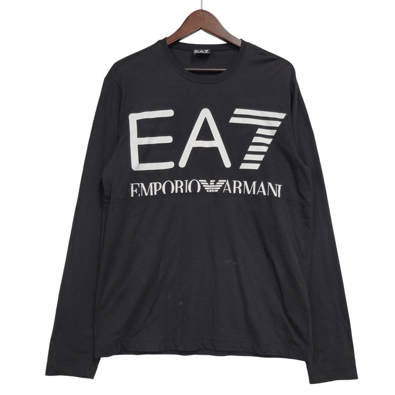 【中古品】【メンズ】 EA7 EMPORIO ARMANI エンポリオアルマーニ LOGO L/S TEE 6KPT30 PJ6EZ ロゴ ロングスリーブ Tシャツ 長袖 141-260814-as-08-izu サイズ：M カラー：ブラック 万代Net店