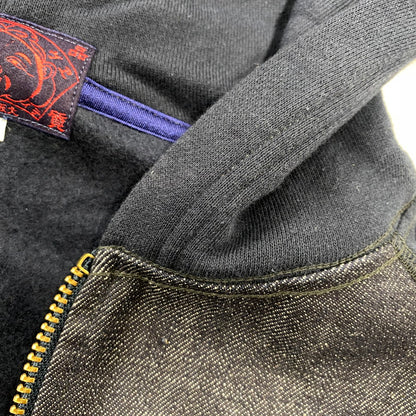 【中古品】【メンズ】 EVISU エヴィス 切替 ZIPUP HOODIE ジップアップ フーディー トップス 長袖 145-260807-ya-02-izu サイズ：42 カラー：ネイビー 万代Net店