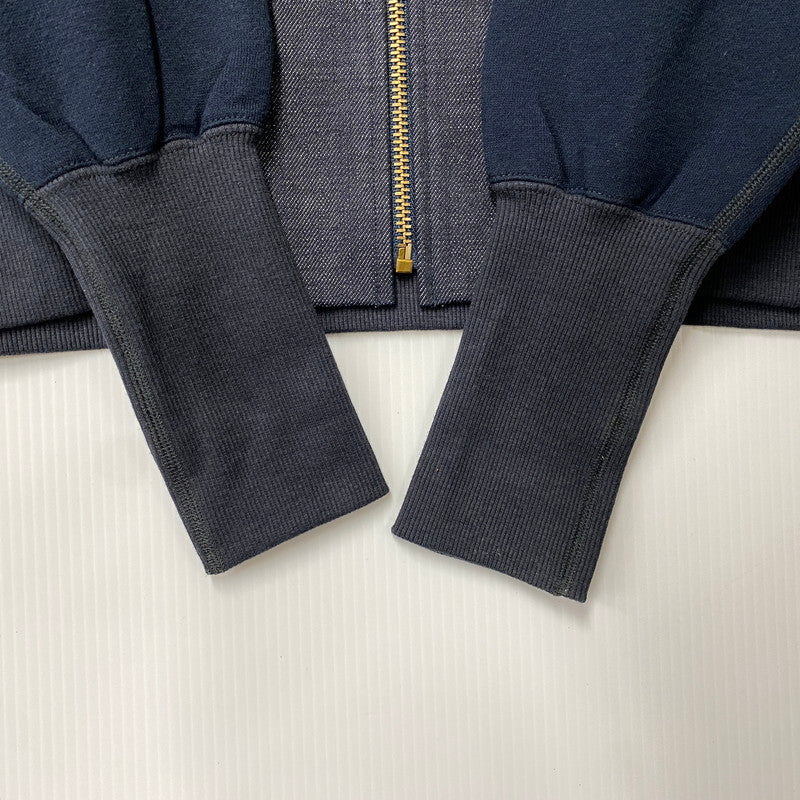 【中古品】【メンズ】 EVISU エヴィス 切替 ZIPUP HOODIE ジップアップ フーディー トップス 長袖 145-260807-ya-02-izu サイズ：42 カラー：ネイビー 万代Net店