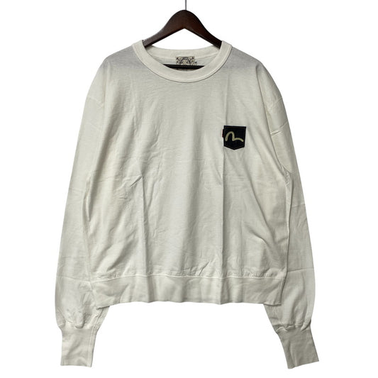 【中古品】【メンズ】 EVISU エヴィス カモメ DENIM POCKET L S TEE デニム ポケット ロングスリーブ Tシャツ トップス 長袖 145-260807-ya-07-izu サイズ：46 カラー：ホワイト 万代Net店