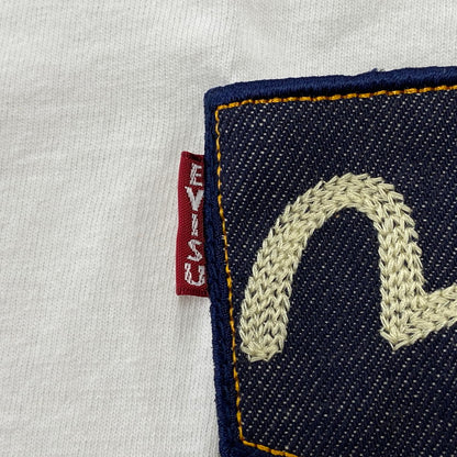 【中古品】【メンズ】 EVISU エヴィス カモメ DENIM POCKET L S TEE デニム ポケット ロングスリーブ Tシャツ トップス 長袖 145-260807-ya-07-izu サイズ：46 カラー：ホワイト 万代Net店