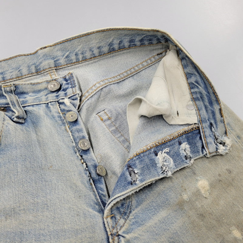 【現状渡し品】【メンズ】 Levi's リーバイス SMALL E 501 DENIM PANTS デニムパンツ ジーンズ 刻印6 USA製 不均等V ポケットダブルステッチ 収縮率8％ 157-260808-as-03-izu サイズ：28×34 カラー：ライトインディゴ 万代Net店