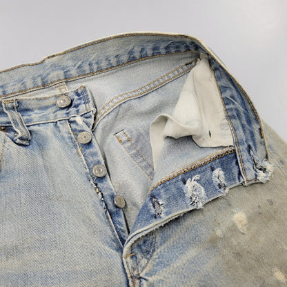 【現状渡し品】【メンズ】 Levi's リーバイス SMALL E 501 DENIM PANTS デニムパンツ ジーンズ 刻印6 USA製 不均等V ポケットダブルステッチ 収縮率8％ 157-260808-as-03-izu サイズ：28×34 カラー：ライトインディゴ 万代Net店