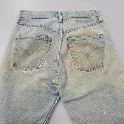 【現状渡し品】【メンズ】 Levi's リーバイス SMALL E 501 DENIM PANTS デニムパンツ ジーンズ 刻印6 USA製 不均等V ポケットダブルステッチ 収縮率8％ 157-260808-as-03-izu サイズ：28×34 カラー：ライトインディゴ 万代Net店