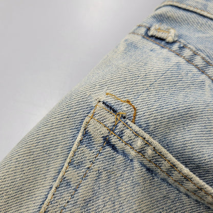 【現状渡し品】【メンズ】 Levi's リーバイス SMALL E 501 DENIM PANTS デニムパンツ ジーンズ 刻印6 USA製 不均等V ポケットダブルステッチ 収縮率8％ 157-260808-as-03-izu サイズ：28×34 カラー：ライトインディゴ 万代Net店