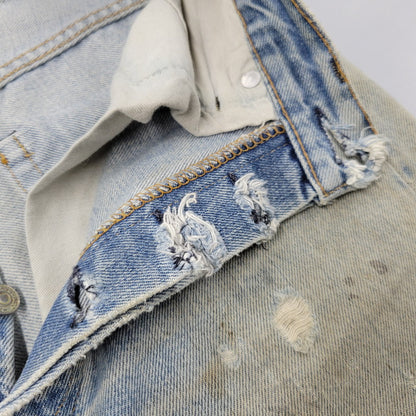 【現状渡し品】【メンズ】 Levi's リーバイス SMALL E 501 DENIM PANTS デニムパンツ ジーンズ 刻印6 USA製 不均等V ポケットダブルステッチ 収縮率8％ 157-260808-as-03-izu サイズ：28×34 カラー：ライトインディゴ 万代Net店