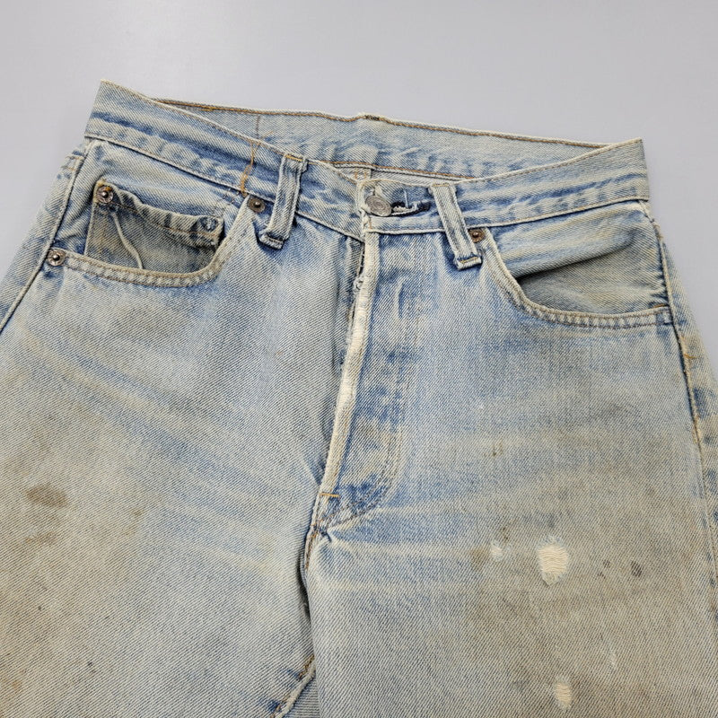 【現状渡し品】【メンズ】 Levi's リーバイス SMALL E 501 DENIM PANTS デニムパンツ ジーンズ 刻印6 USA製 不均等V ポケットダブルステッチ 収縮率8％ 157-260808-as-03-izu サイズ：28×34 カラー：ライトインディゴ 万代Net店