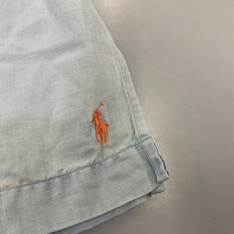 【中古品】【メンズ】 Polo by Ralph Lauren ポロバイラルフローレン CALDWELL ORANGE PONY OPENCOLLAR SHIRT オレンジポニー オープンカラーシャツ 半袖 146-260822-as-08-izu サイズ：M カラー：ライトブルー 万代Net店