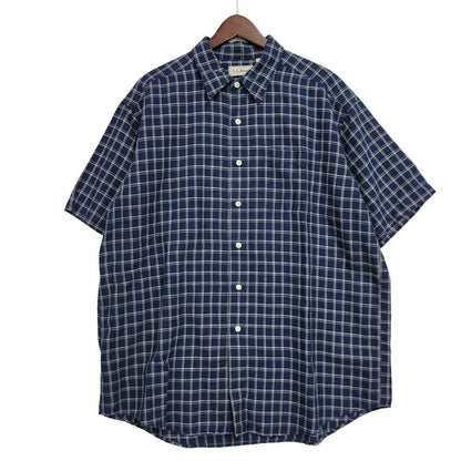 【中古品】【メンズ】 L.L.BEAN エルエルビーン 香港製 SS CHECK SHIRT ショートスリーブ チェック シャツ トップス 146-260815-kh-04-izu サイズ：L カラー：ブルー系 万代Net店