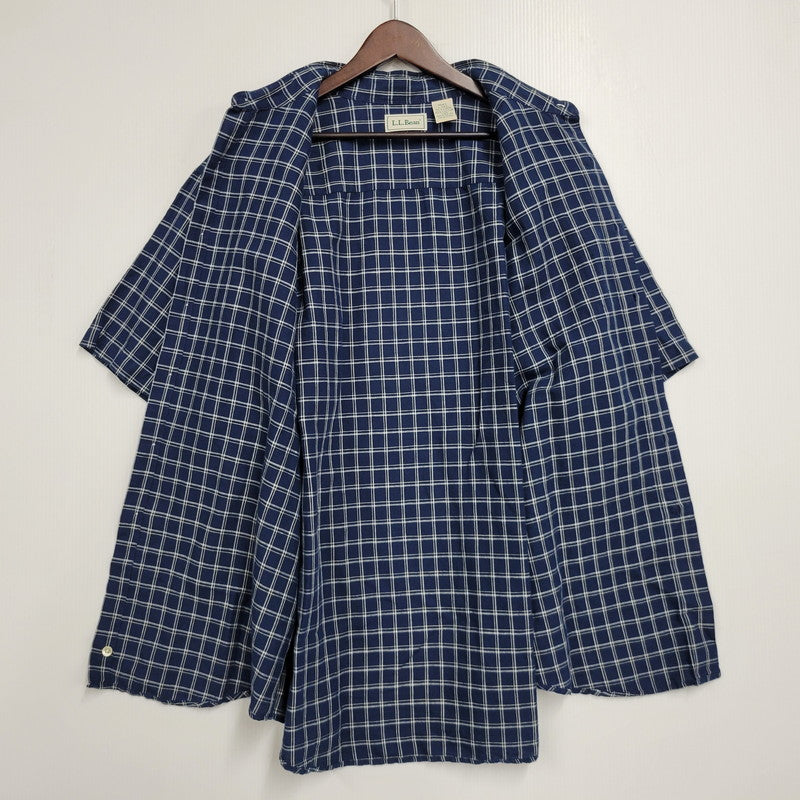 【中古品】【メンズ】 L.L.BEAN エルエルビーン 香港製 SS CHECK SHIRT ショートスリーブ チェック シャツ トップス 146-260815-kh-04-izu サイズ：L カラー：ブルー系 万代Net店