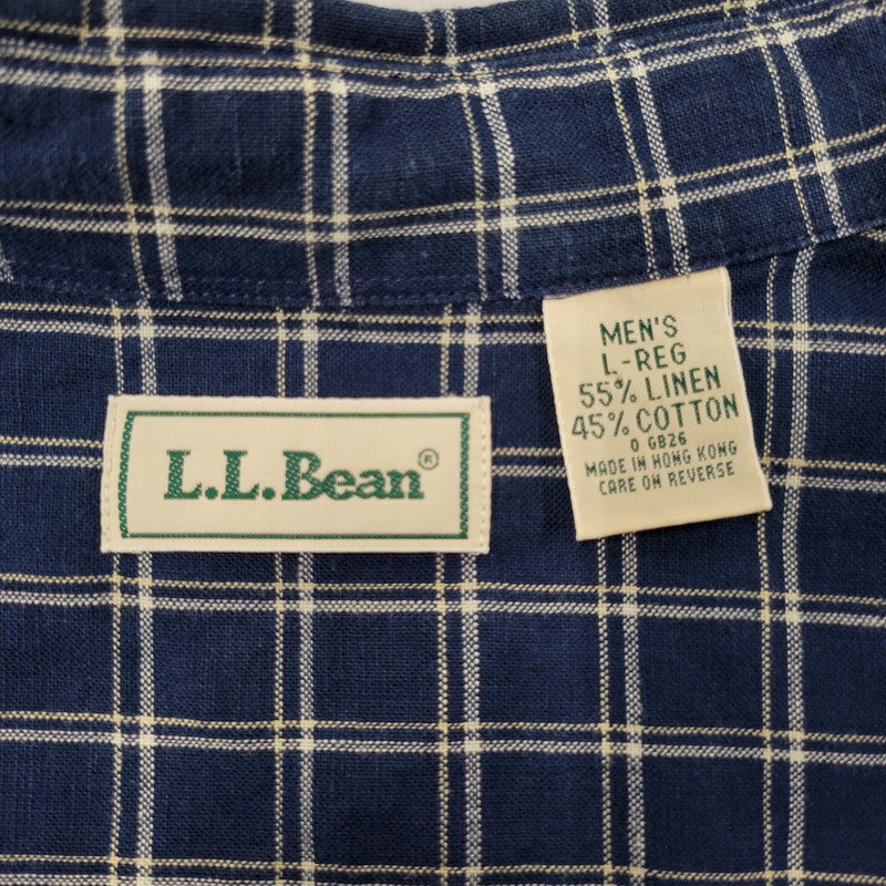 【中古品】【メンズ】 L.L.BEAN エルエルビーン 香港製 SS CHECK SHIRT ショートスリーブ チェック シャツ トップス 146-260815-kh-04-izu サイズ：L カラー：ブルー系 万代Net店