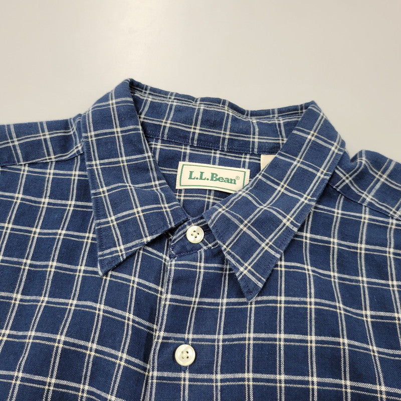 【中古品】【メンズ】 L.L.BEAN エルエルビーン 香港製 SS CHECK SHIRT ショートスリーブ チェック シャツ トップス 146-260815-kh-04-izu サイズ：L カラー：ブルー系 万代Net店