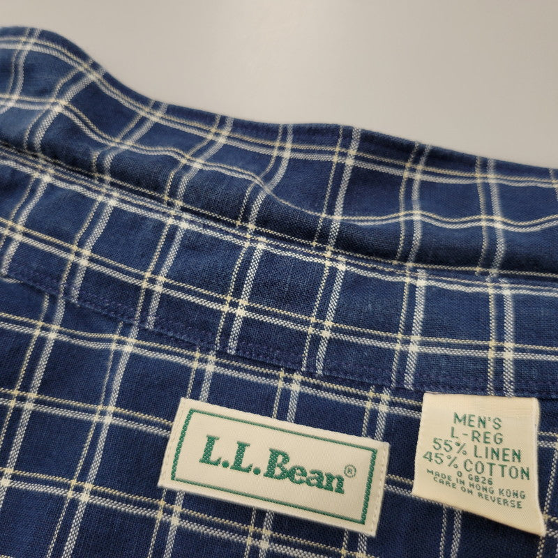 【中古品】【メンズ】 L.L.BEAN エルエルビーン 香港製 SS CHECK SHIRT ショートスリーブ チェック シャツ トップス 146-260815-kh-04-izu サイズ：L カラー：ブルー系 万代Net店