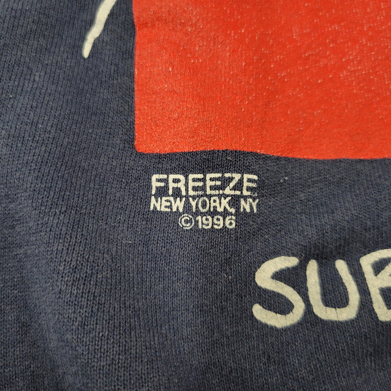 【中古品】【メンズ】 FRUIT OF THE LOOM フルーツオブザルーム USA製 FREEZE NEW YORK GRAPHIC SWEATSHIRT フリーズ ニューヨーク グラフィック スウェットシャツ トップス 146-260815-kh-06-izu サイズ：L カラー：ネイビー 万代Net店